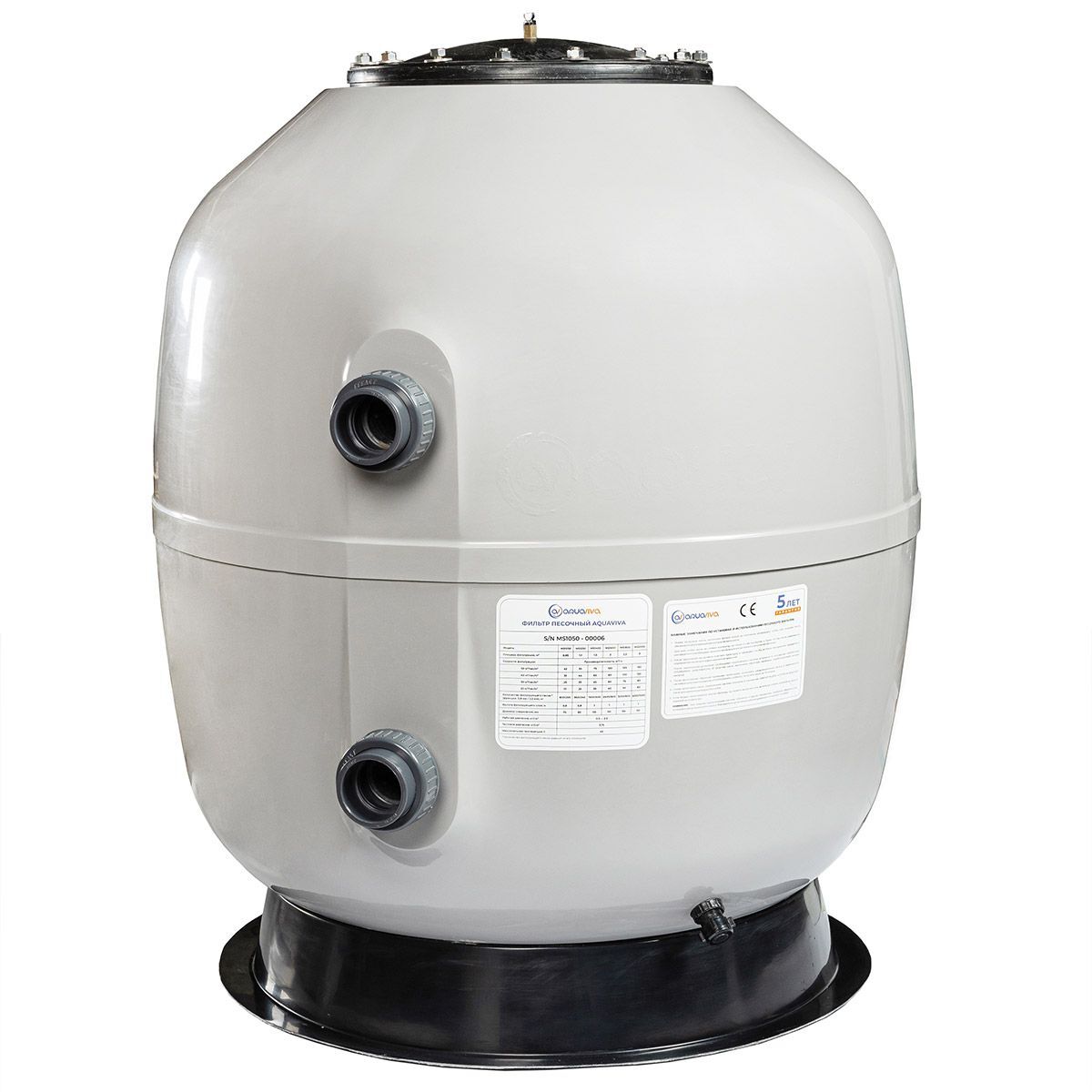 Фильтр AquaViva MS1050 (43 м³/ч, 1050 мм, 946 кг, 75 мм, 2,5Бар, 0.8 м засыпка)