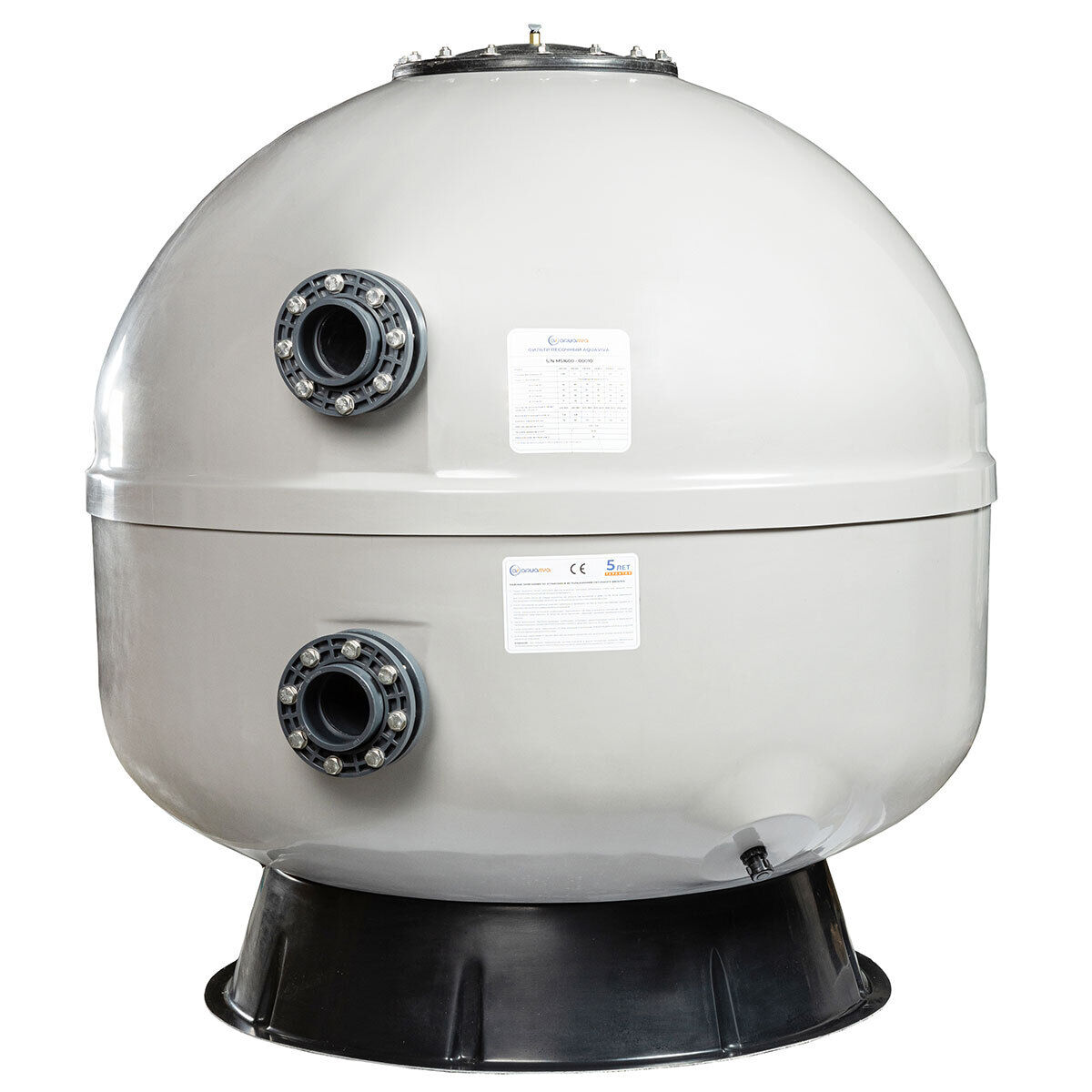 Фильтр AquaViva MS1600 (101 м³/ч, 1600 мм, 3060 кг, 110 мм, 2,5Бар, 1 м засыпка)